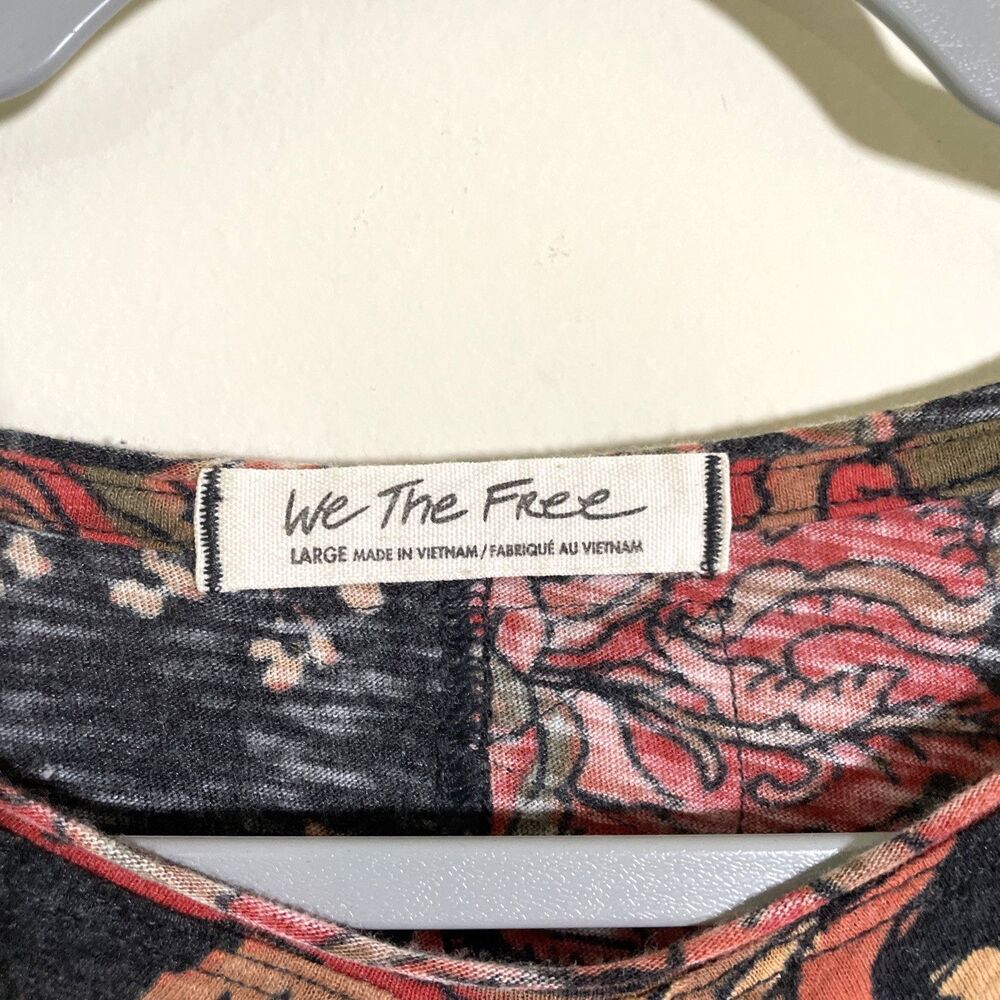 Free People Dreamed of You Charcoal Grey Floral Print Long Sleeve Top Large - Picture 4 of 8